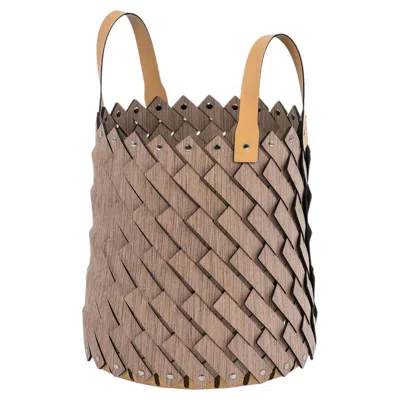 Pre-owned Pinetti Sestriere Medium Wood Basket In Brown
