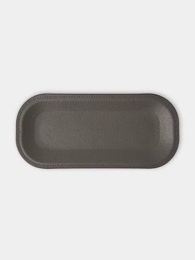 Pinetti Victor Leather Trinket Tray (9.5in/24cm) In Gray