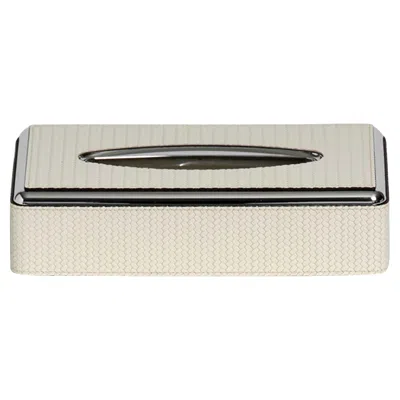 Pre-owned Pinetti White Leather Tissue Box