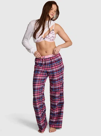 Pink 100% Cotton Favorite Flannel Pajama Pants In Multi