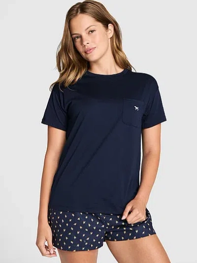Pink 100% Cotton Light As Air Jersey Pocket Tee In Blue