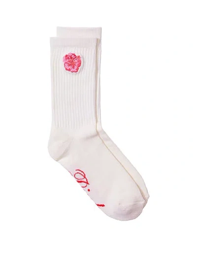 Pink 1-pack Crew Socks In White
