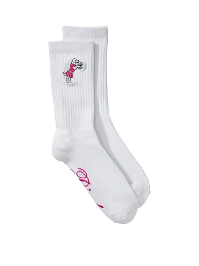 Pink 1-pack Crew Socks In White