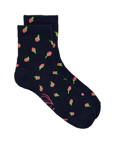 Pink 1-pack Quarter Socks In Animal Print