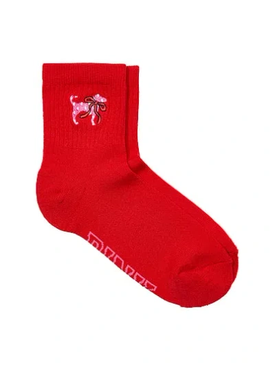 Pink 1-pack Quarter Socks In Red