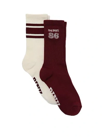 Pink 2-pack Crew Socks In Brown