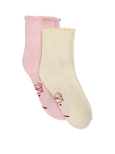 Pink 2-pack Crew Socks In Multi