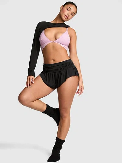 Pink 24/7 Lounge Modal Flutter Micro Shorts In Black