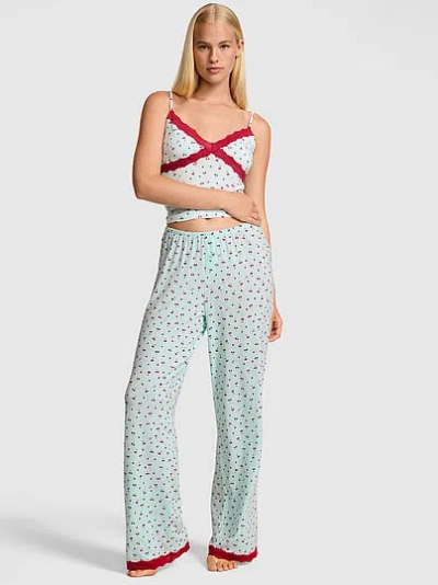Pink 24/7 Lounge Modal Lace-trim Cami & Pants Pajama Set In Print