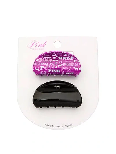 Pink 2-pack Rounded Hair Claw Clip Set In Animal Print