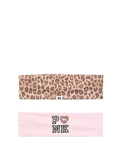 Pink 2-pack Stretchy Headband Set In Print