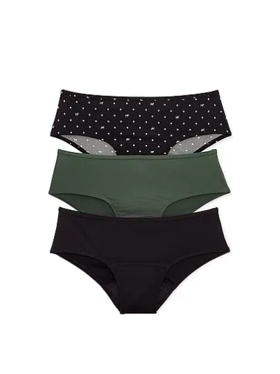 Pink 3-pack Period Hiphugger Panties In Black