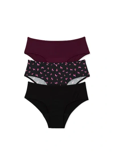Pink 3-pack Period Hiphugger Panties In Animal Print