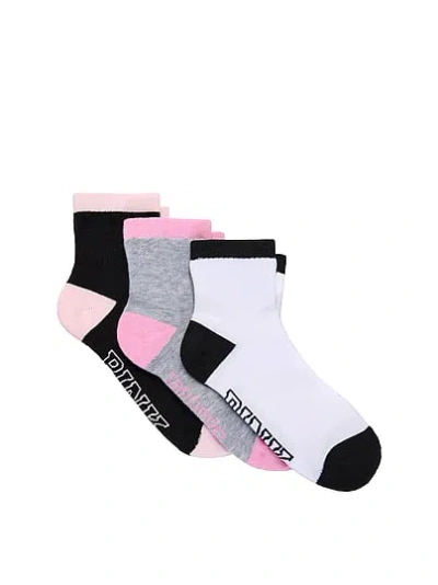 Pink 3-pack Quarter Socks In Animal Print