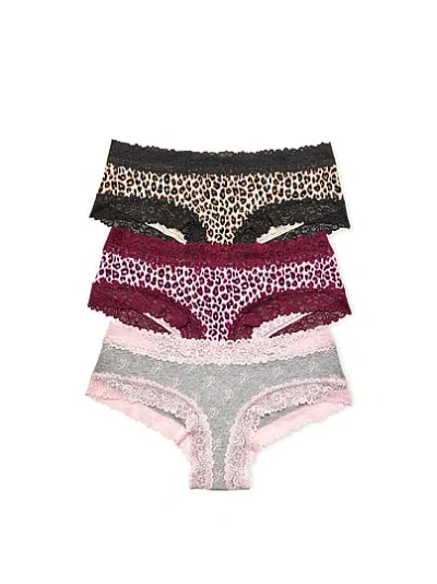 Pink 3-pack Wink™ Lace-trim Cheeky Panties In Multi