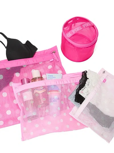 Pink 4-piece Delicates Wash Bag Set In