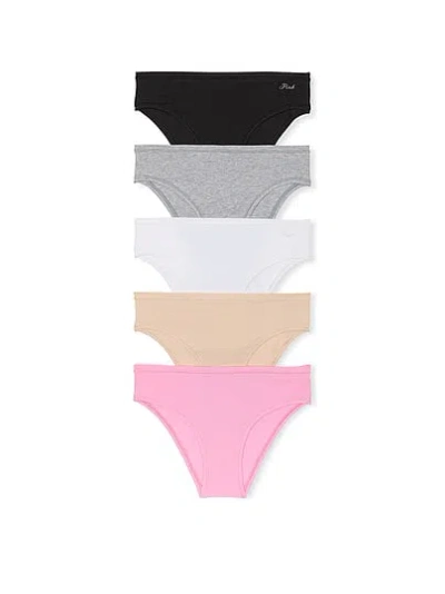 Pink 5-pack Cotton Cheeky Panties In Multi