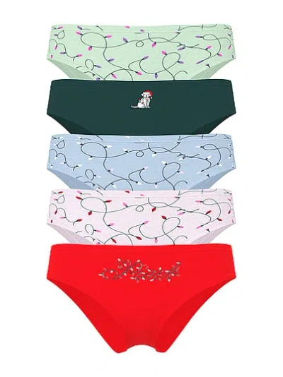 Pink 5-pack Cotton Cheeky Panties In Multi