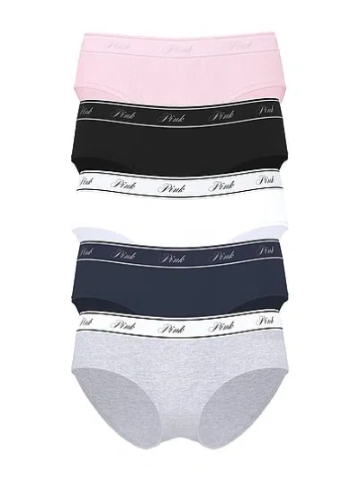 Pink 5-pack Logo Cotton Hiphugger Panties In Multi