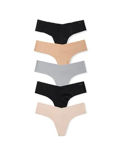 Pink 5-pack No-show Thong Panties In Multi