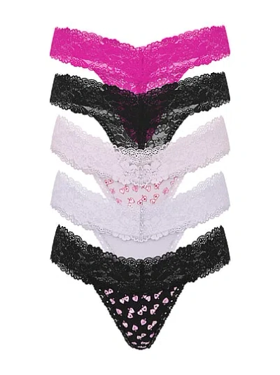 Pink 5-pack Wink™ Lace-trim Thong Panties In Multi