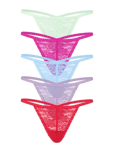 Pink 5-pack Wink™ Lace V-string Panties In Multi