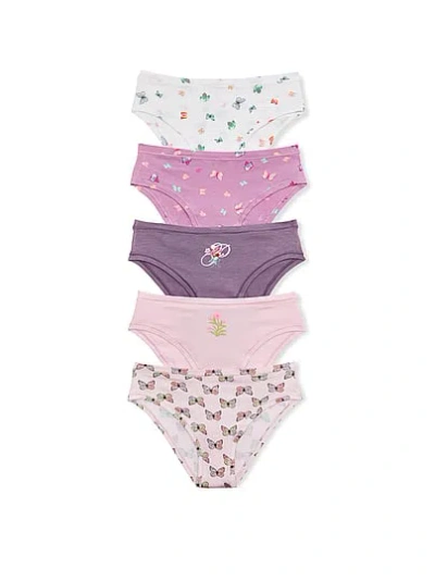 Pink 5-pack Cotton Cheeky Panties In Animal Print