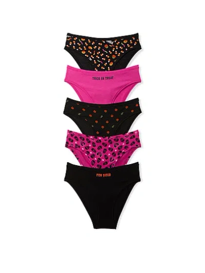 Pink 5-pack Cotton Cheeky Panties In Animal Print