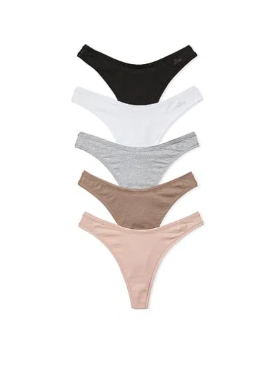 Pink 5-pack Cotton High-leg Thong Panties In