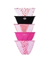 Pink 5-pack Cotton String Bikini Panties In Multi