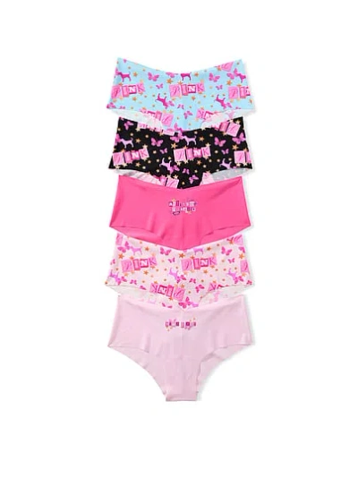 Pink 5-pack No-show Cheeky Panties In Print