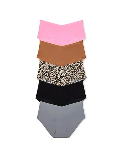 Pink 5-pack No-show Hiphugger Panties In Animal Print