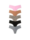 Pink 5-pack No-show Thong Panties In Multi