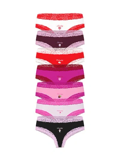 Pink 7-pack Wink™ Lace-trim Cheeky Panties In Multi
