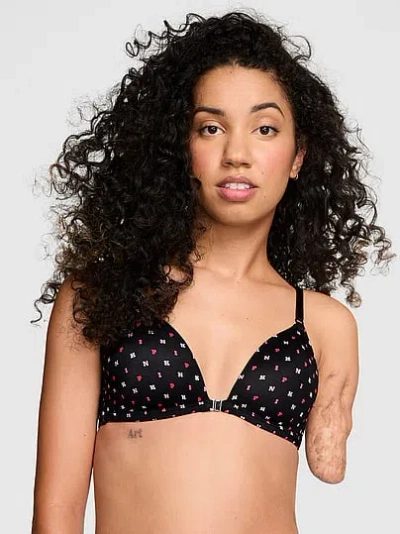 Pink Adaptive Wear Everywhere™ Wireless Front-close Bra In Black