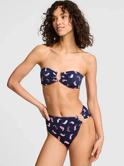 Pink All-american Horseshoe Bandeau Bikini Top In Blue