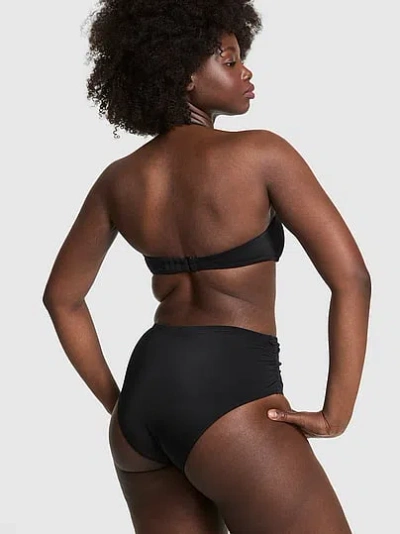 Pink All-american Horseshoe High-waisted Cheeky Bikini Bottom In Black