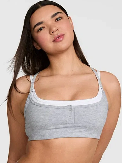 Pink All-day Cotton™ Double Up Henley Bra In Multi