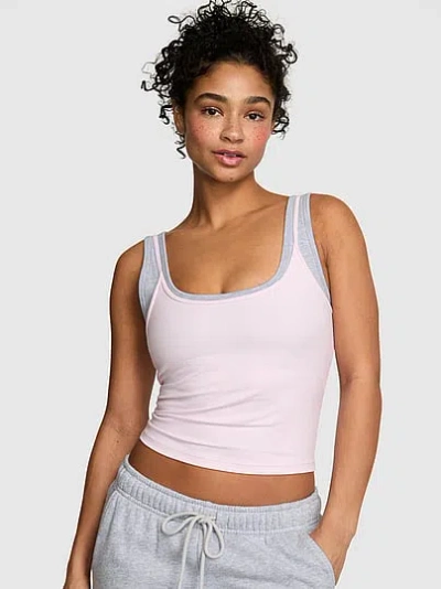 Pink All-day Cotton™ Double Up Tank In Gray