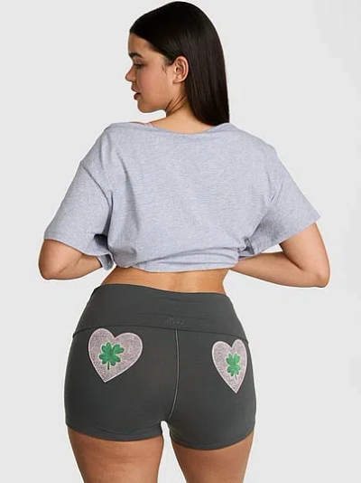 Pink All-day Cotton™ Foldover 3" Bike Shorts In Gray