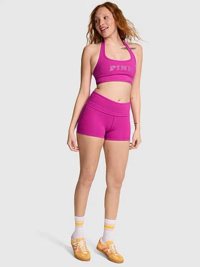 Pink All-day Cotton™ Foldover 3" Bike Shorts In Purple