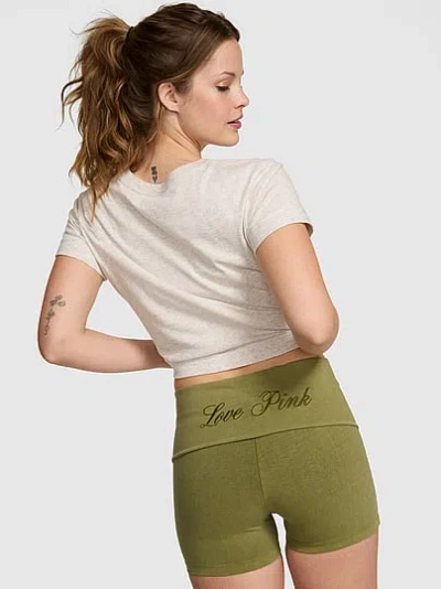 Pink All-day Cotton™ Foldover Bike Shorts In Metallic