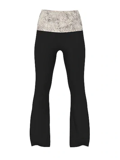 Pink All-day Cotton™ Foldover Flare Leggings In Black