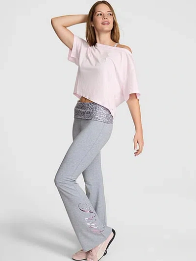 Pink All-day Cotton™ Foldover Flare Leggings In Gray