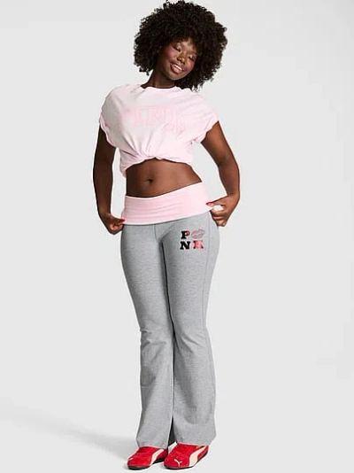 Pink All-day Cotton™ Foldover Flare Leggings In Gray