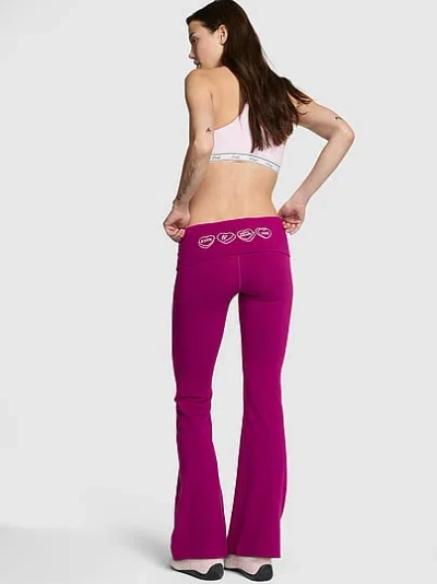 Pink All-day Cotton™ Foldover Flare Leggings In Neutral