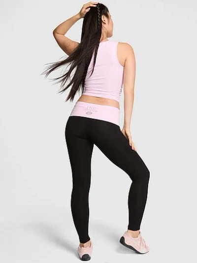 Pink All-day Cotton™ Foldover Leggings In Black