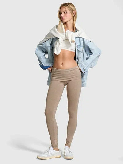 Pink All-day Cotton™ Foldover Leggings In Brown