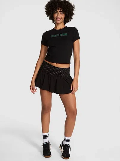 Pink All-day Cotton™ Foldover Pleated Skort In Black