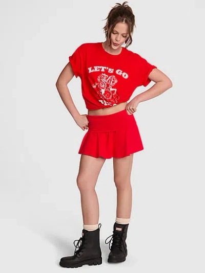 Pink All-day Cotton™ Foldover Skort In Red